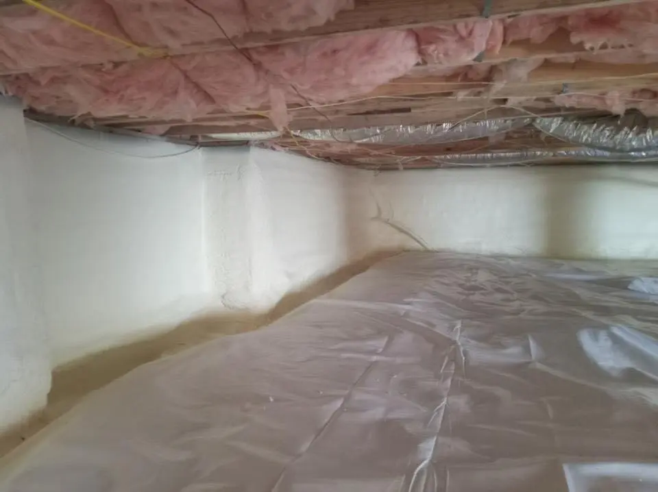 Crawl space encapsulation with closed-cell spray foam for Commercial Roof Restoration in Kernersville